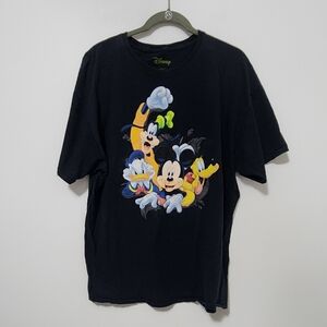 Walt Disney Black Cotton Goofy Mickey Donald Graphic Men XL